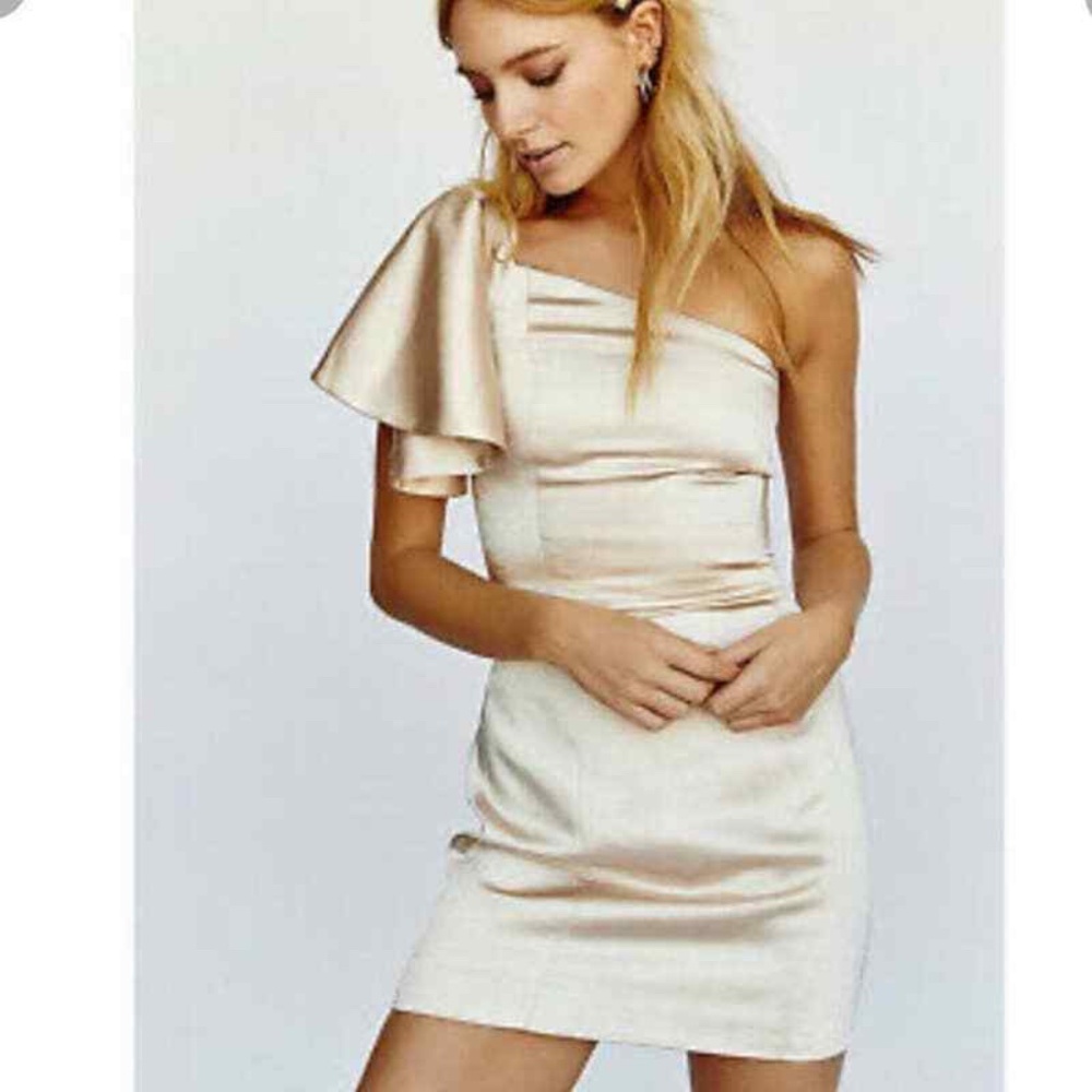 Fame and Partners Gold/Champagne One Shoulder Mini Dress